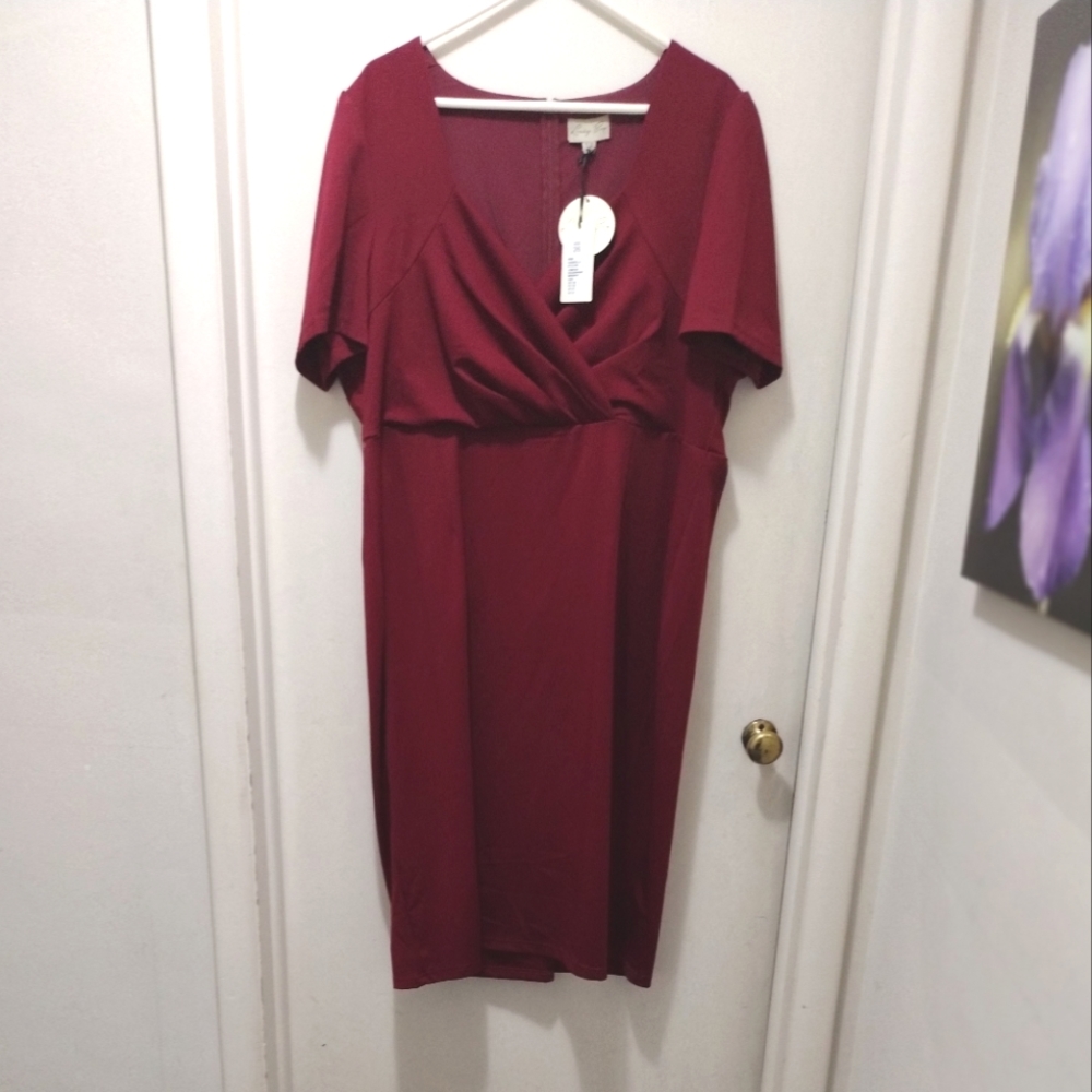 Lindy Bop Vintage-style Dark Red Wiggle Dress NWT